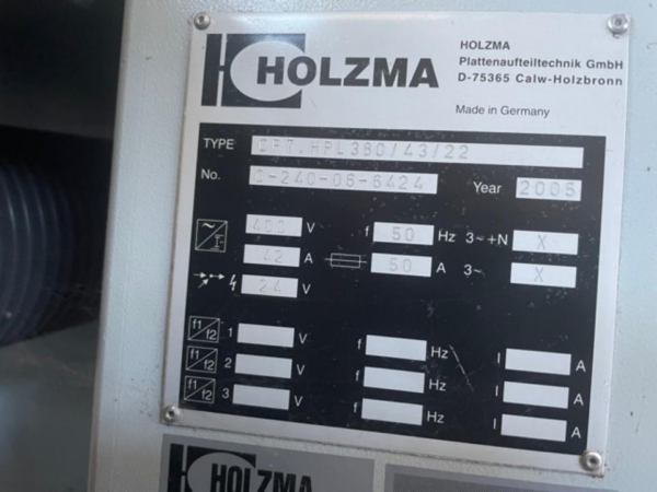 SECCIONADORA HOLZMA CARGA LATERAL MOD OPT.HPL 380/43/22