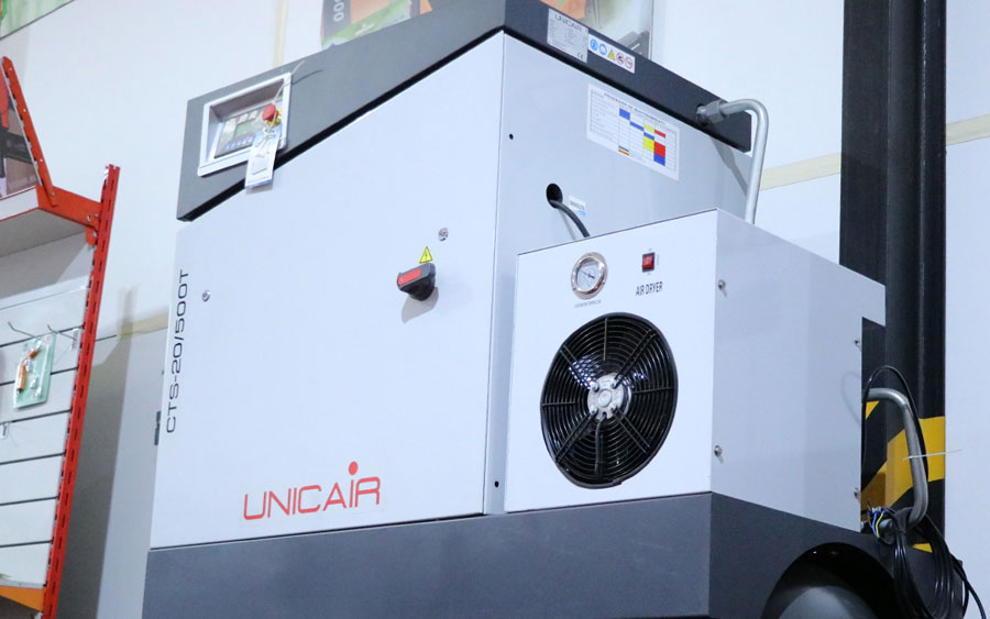 Unicair screw compressors, available at Gimeno Woodworking Machinery