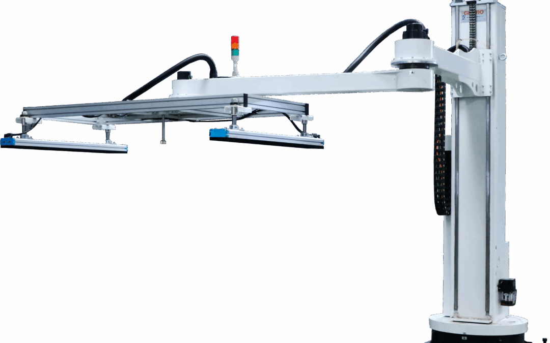 Cargador Descargador Columna Giratorio Articulado: automatización para manipular grandes paneles con rapidez y seguridad