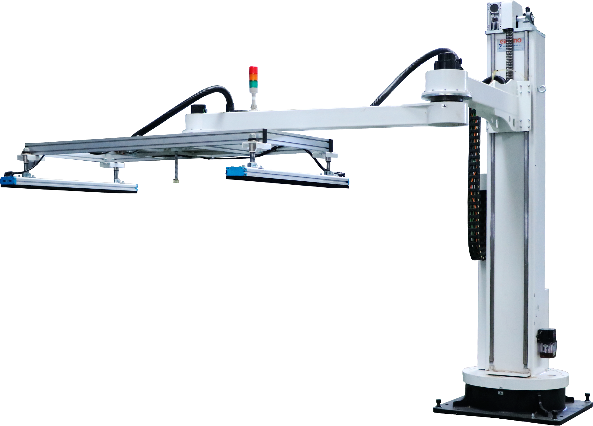 CARGADOR DESCARGADOR COLUMNA GIRATORIO ARTICULADO 1 Cargador Descargador Columna Giratorio Articulado: automatización para manipular grandes paneles con rapidez y seguridad